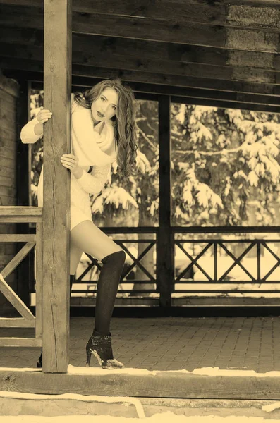 Reina de la nieve. Retrato de una mujer de invierno . —  Fotos de Stock