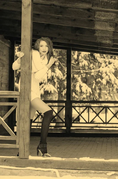 Rainha da neve. Retrato de uma mulher de inverno . — Fotografia de Stock