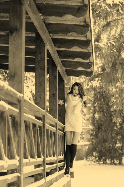 Rainha da neve. Retrato de uma mulher de inverno . — Fotografia de Stock