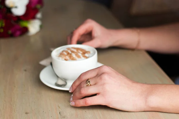 Taza Café Vista Mesa Ucrania Lutsk 2018 —  Fotos de Stock