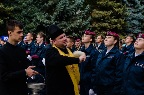 Przysięga kadetów wojskowych Łuck Ukraina 12 / 10 / 2019 — Zdjęcie stockowe