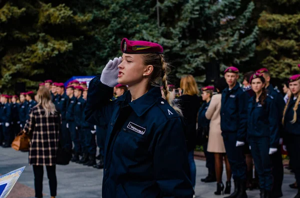 Ed av militära kadetter Lutsk Ukraina 2019-12-10 — Stockfoto