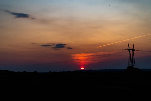 Picturesque View Sunset Sky Rural Scene — Stockfoto