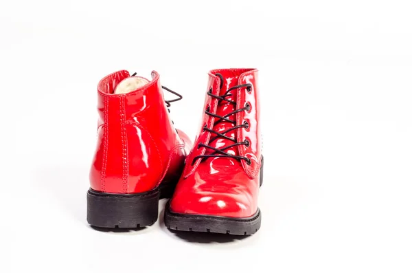 Sepatu Kulit Wanita Diisolasi Latar Belakang Putih Tampilan Dekat — Stok Foto