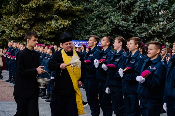 Serment des cadets militaires Lutsk Ukraine 12 / 10 / 2019 — Photo