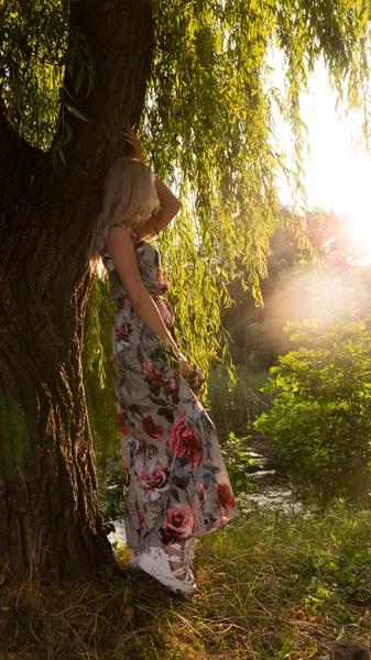 Portret van een mooi meisje in het veld — Stockfoto