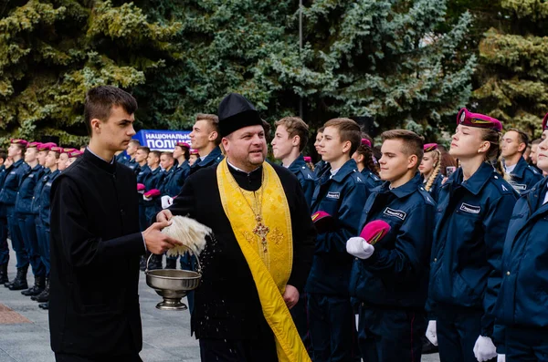 Przysięga kadetów wojskowych Łuck Ukraina 12 / 10 / 2019 — Zdjęcie stockowe