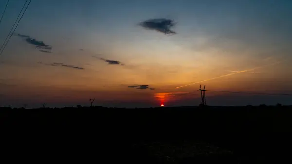 Malowniczy Widok Zachody Słońca Niebo Wiejskiej Scenie — Zdjęcie stockowe