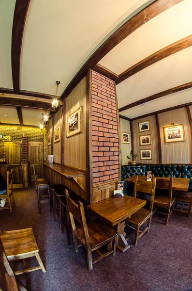 Fisheye Tiro Pub Interior Com Mesas — Fotografia de Stock