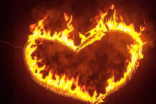 Burning Flaming Heart Flame — Stock Photo, Image