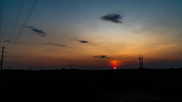 Malebný Pohled Západ Slunce Venkovské Scéně — Stock fotografie