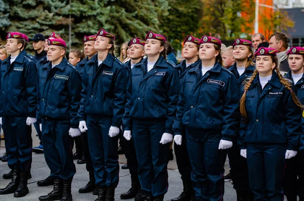 Przysięga kadetów wojskowych Łuck Ukraina 12 / 10 / 2019 — Zdjęcie stockowe