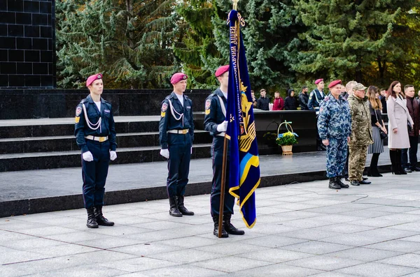 Przysięga kadetów wojskowych Łuck Ukraina 12 / 10 / 2019 — Zdjęcie stockowe