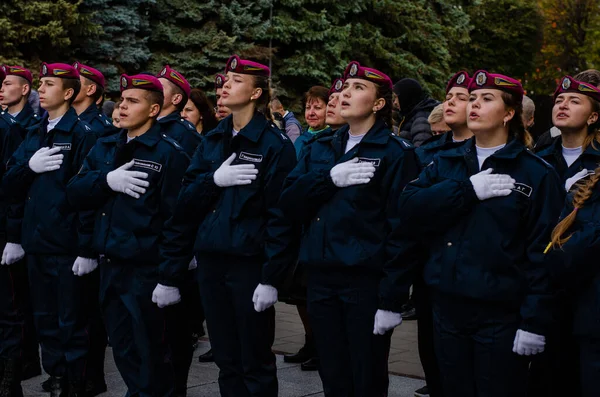 Όρκος των στρατιωτικών δοκίμων Lutsk Ουκρανία 12 / 10 / 2019 — Φωτογραφία Αρχείου