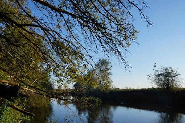 Journée ensoleillée sur une rivière calme en été. — Photo