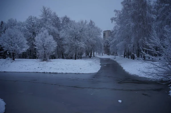 Winter snow-covered river landscape — Stock Photo, Image