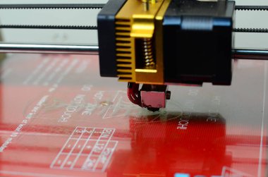 3D printer prints red form clipart