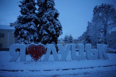 Muhteşem bir kış kenti parkında patika