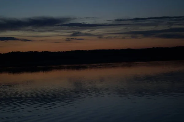 Picturesque View Endless Dark Sky Lake Early Morning — Stock Photo, Image