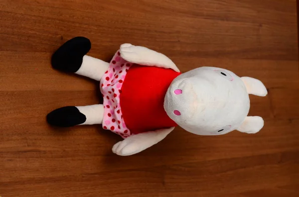 Peppa Pig Plush Toy Wooden Floor — Fotografia de Stock