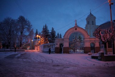 Muhteşem bir kış kenti parkında patika