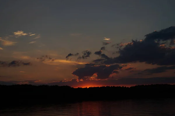 Picturesque View Sunset Reflecting Mirror Surface Lake — Stock Photo, Image