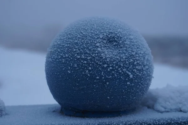 Frost on a metal globe — Stock Photo, Image
