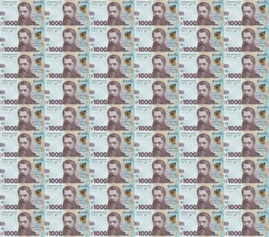Ukrayna 'nın yüz değeri hafif arkaplanda 1000 Hryvnia.
