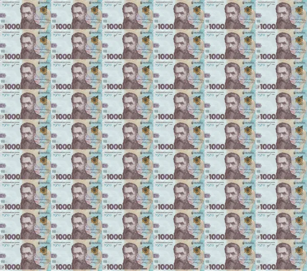 Set Ukrainian Face Value 1000 Hryvnias Light Background — Stock Photo, Image