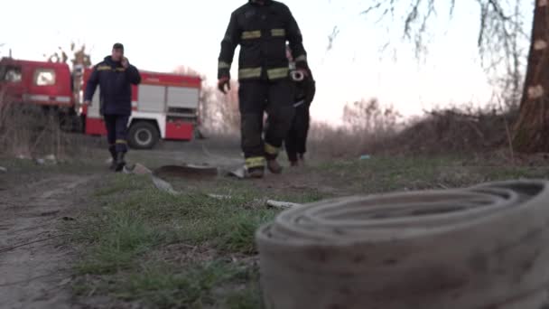 Strefa Przybrzeżna Potoku Bagiennego Silny Dym Ognia Przerostu Liany Wiosenny — Wideo stockowe