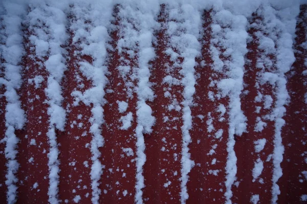 Snöig Vinterstad Natten — Stockfoto