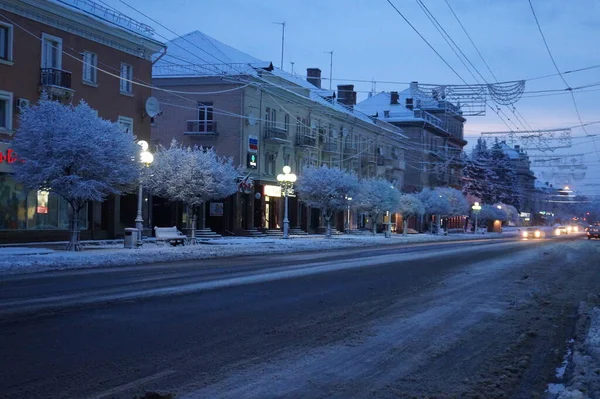 Snowy Winter City Morning — Stock Photo, Image