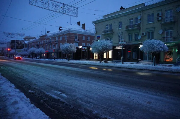 Snowy Winter City Morning — Stock Photo, Image