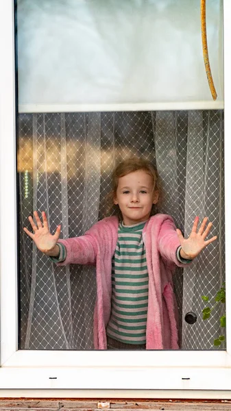 Stay Home Safe Campaign Happy European Family Remained Quarantine Self Stock Image