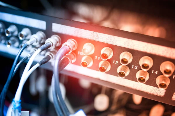 Fiber optic with servers in a technology data center — Stock Photo, Image