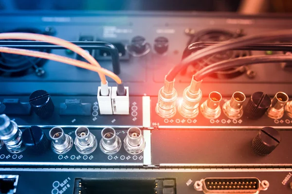 Fiber optic with servers in a technology data center — Stock Photo, Image