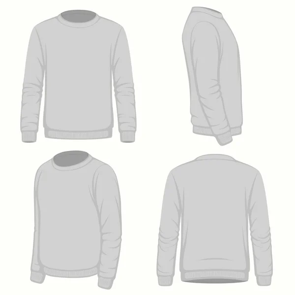 Voor, achter- en zijaanzicht van lege hoodie sweater. — Stockvector