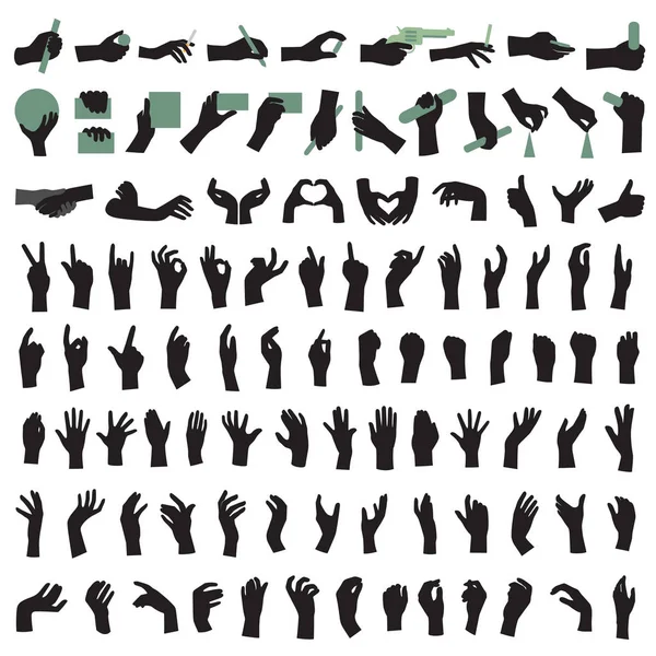 Силуэты жестов рук — стоковый вектор