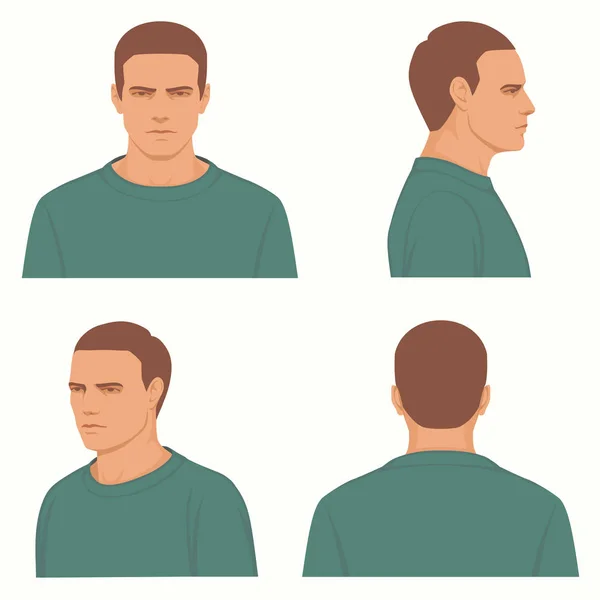 Frontal, lateral, vista de perfil de la cabeza — Archivo Imágenes Vectoriales