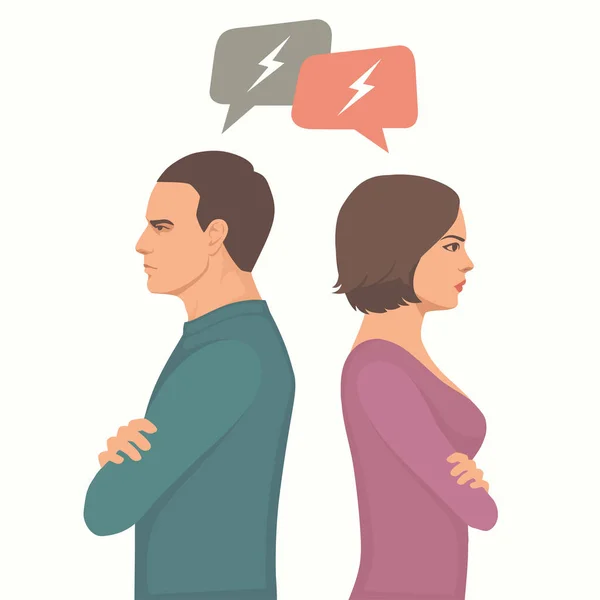 Wütendes Paar streitet, Eltern lassen sich scheiden, — Stockvektor