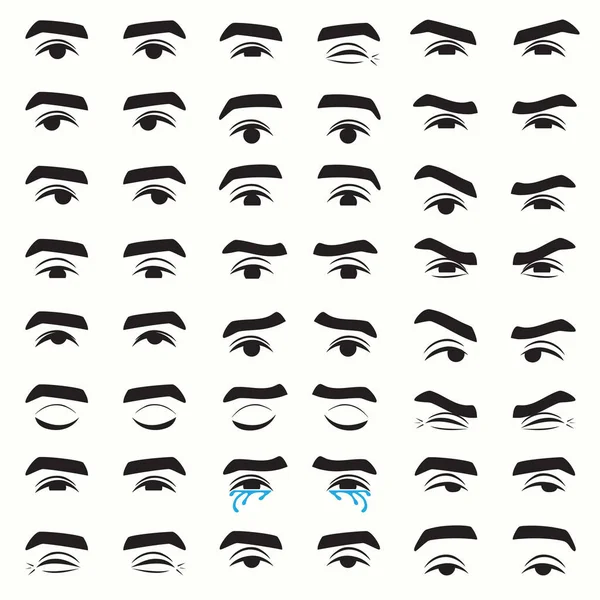 Man Eyes Expressions Set Eyes Emotion Vector Illustration Character Feelings — Stock Vector