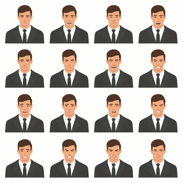 Ilustración Vectorial Expresiones Faciales Conjunto Una Expresión Facial Diferente Personaje — Archivo Imágenes Vectoriales