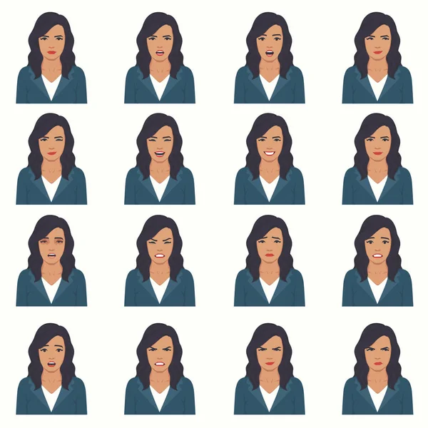 Vector Illustration Face Expressions Set Different Face Expression Cartoon Character — Stock Vector