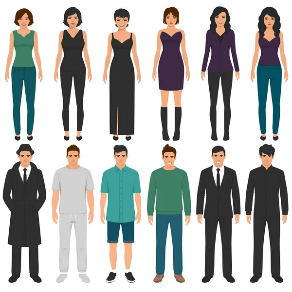 Vector Illustration Cartoon People Group Man Woman Flat Characters Business — Stock Vector