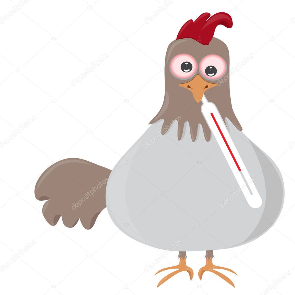 bird with therometer having flu