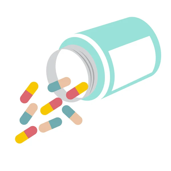 Two Kind Colorful Pills Spilling Overturned Bottle Vector Format Illustration — Stock Vector