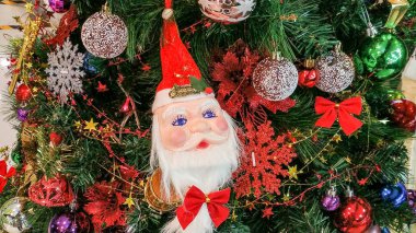 Noel Baba'nın yüz bir Noel ağacı üzerinde