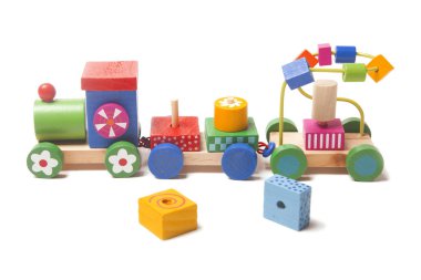 Tahta tren puzzle antrenörler ile