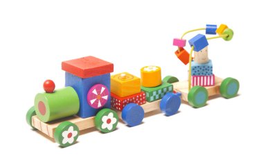 Tahta tren puzzle antrenörler ile