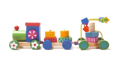 Tahta tren puzzle antrenörler ile